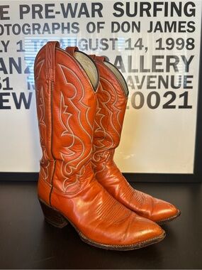 Vintage Dan Post Western Cowboy Boots – Burnt Orange Leather | 8.5/9
